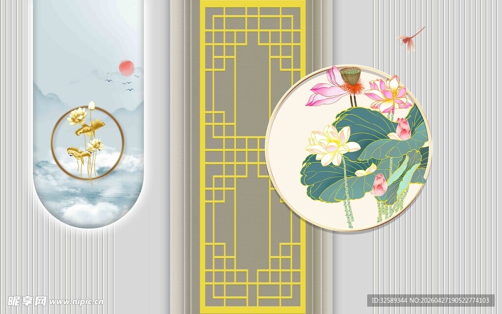 中式古典门窗装饰画