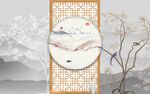 中式屏风风景古韵画面