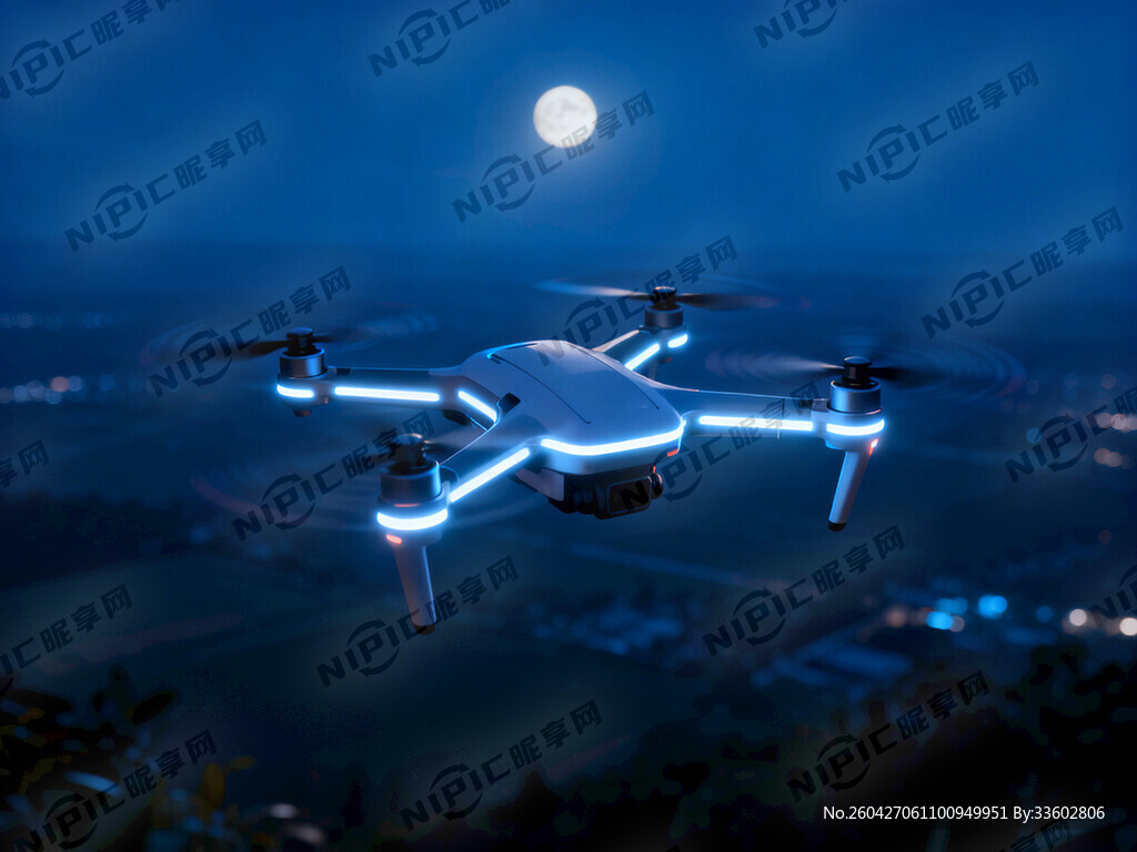 动画背景 黑夜  无人机