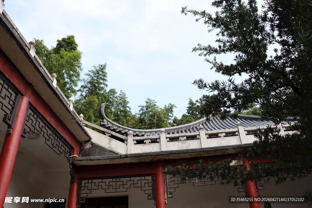 中式古建筑屋檐景观