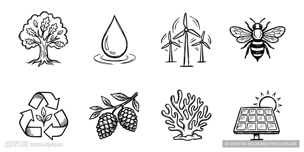 环保手绘图标