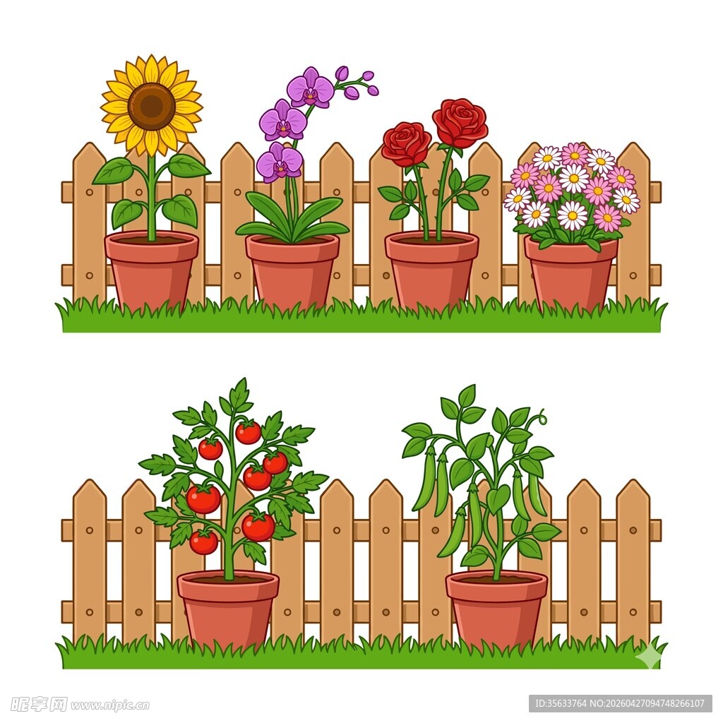 盆栽花园插画