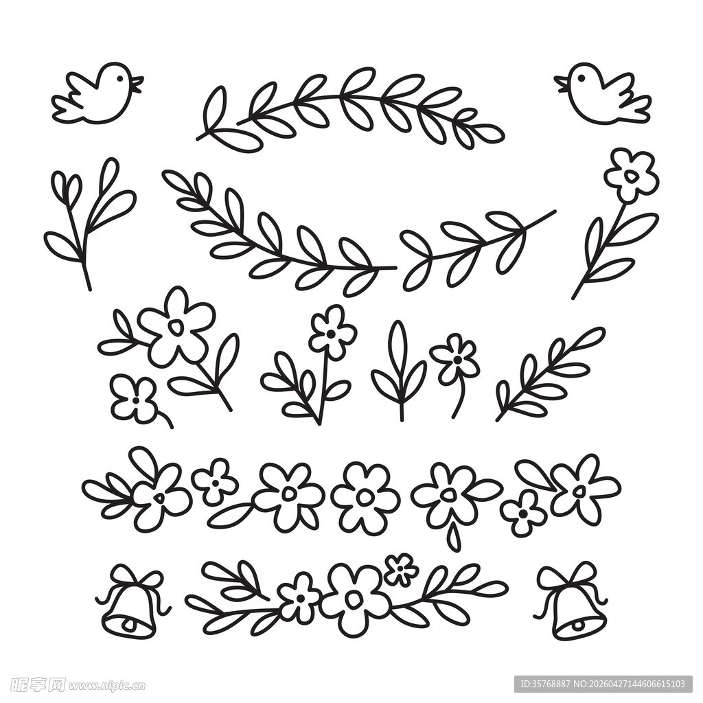 手绘花草素材