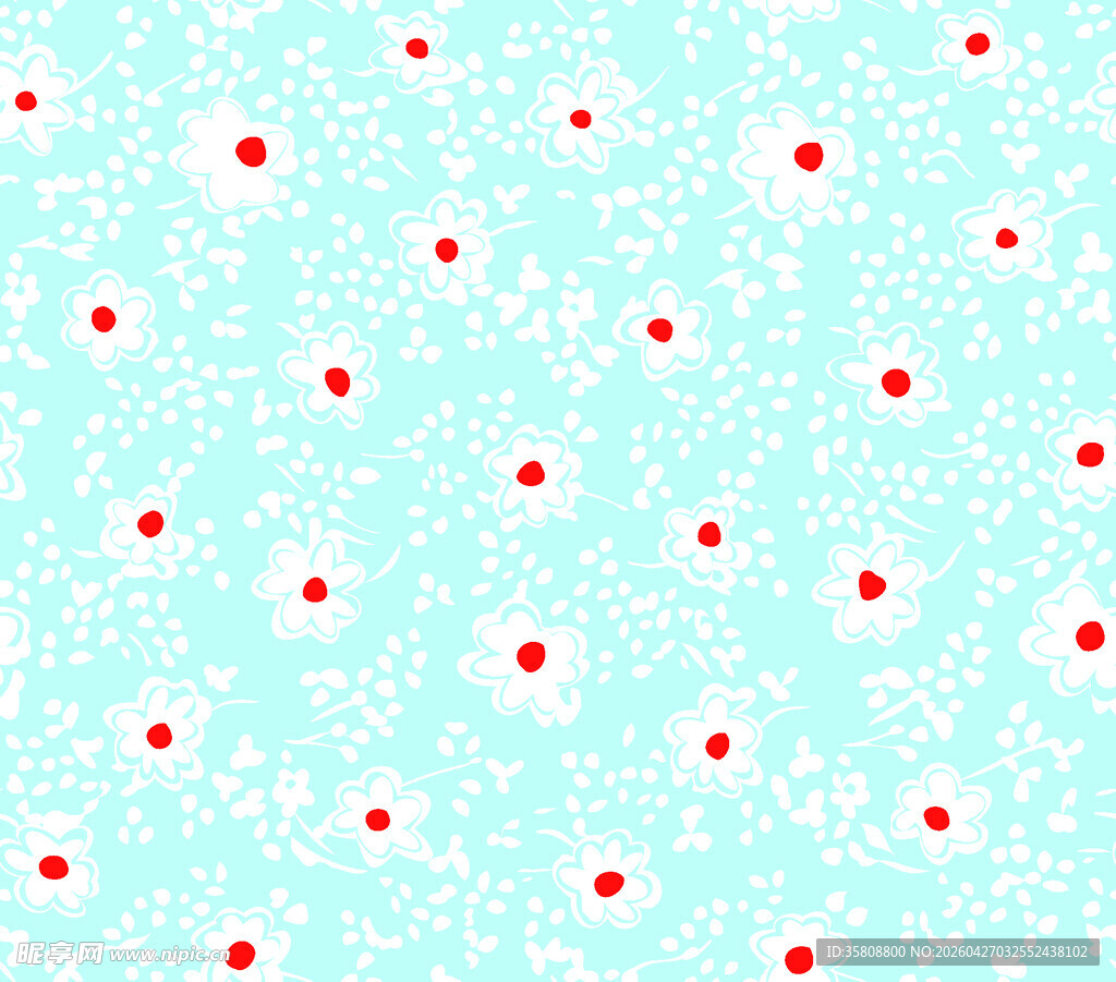 浅蓝色底红白图案纹理