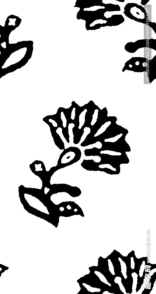 黑白花卉图案纹理