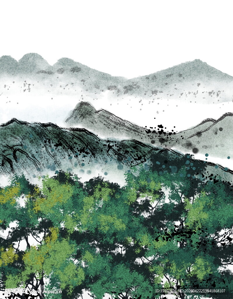 水墨青山间的绿意景致