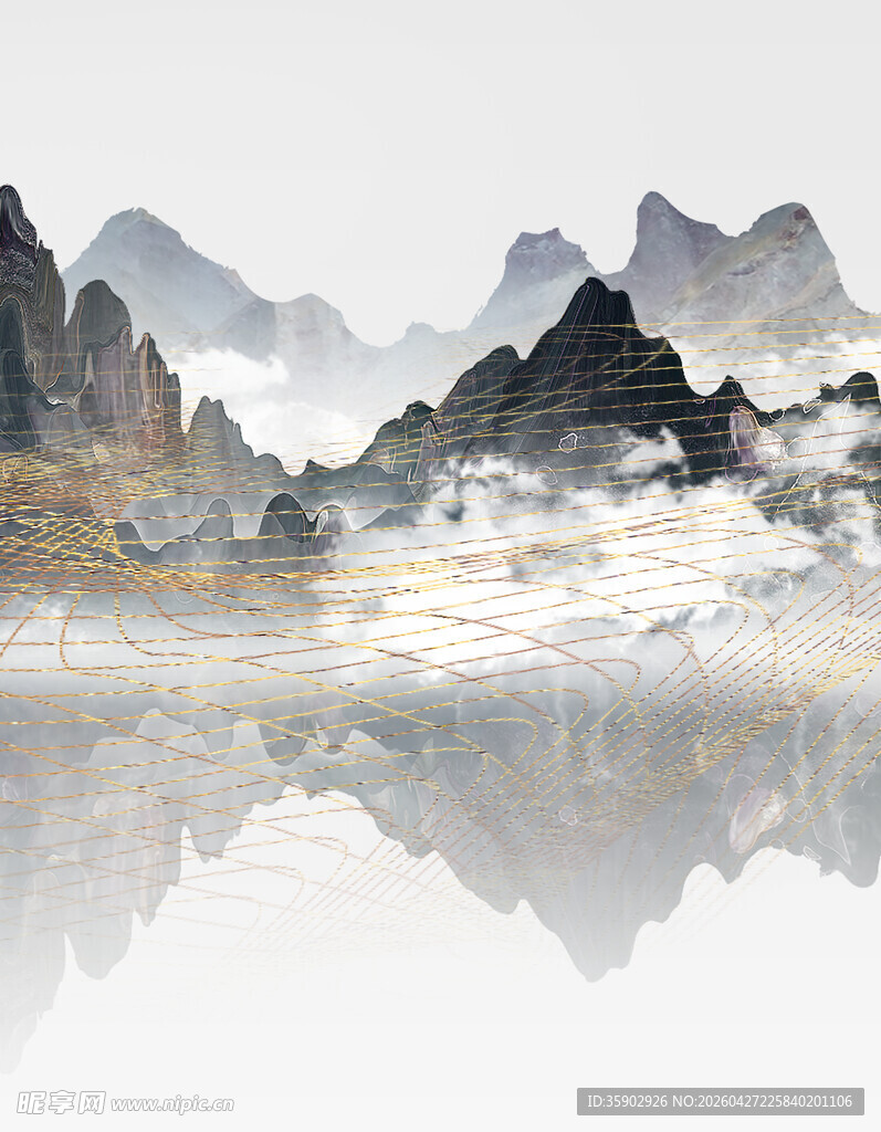 水墨山水间的静谧倒影