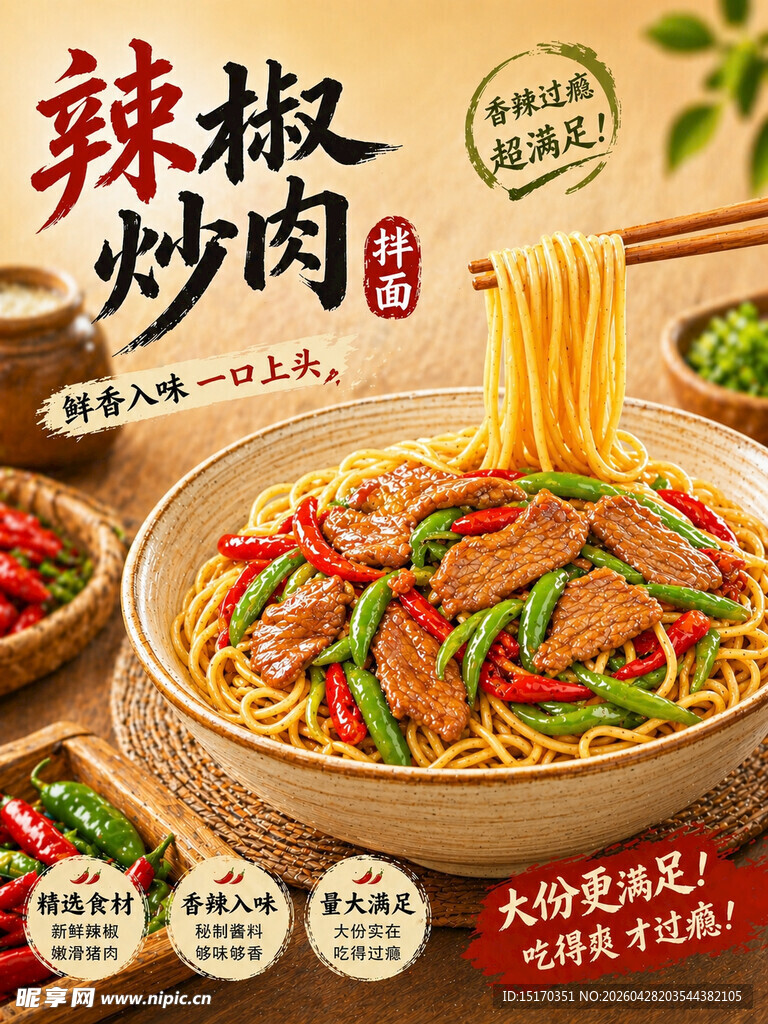 辣椒炒肉拌面