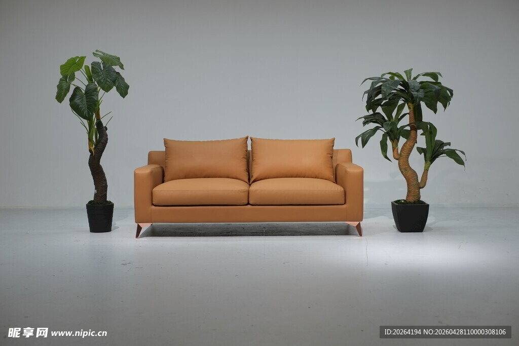 简约沙发搭配绿植家居场景