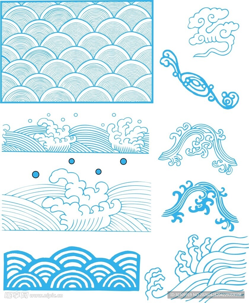 日式传统海浪图案素材