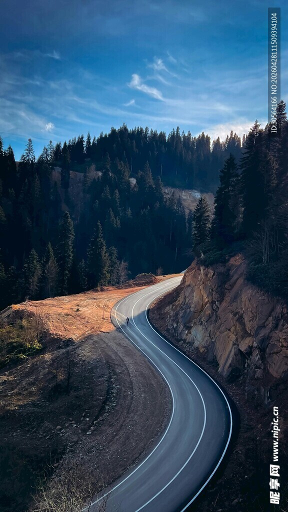 蜿蜒公路穿梭于山林