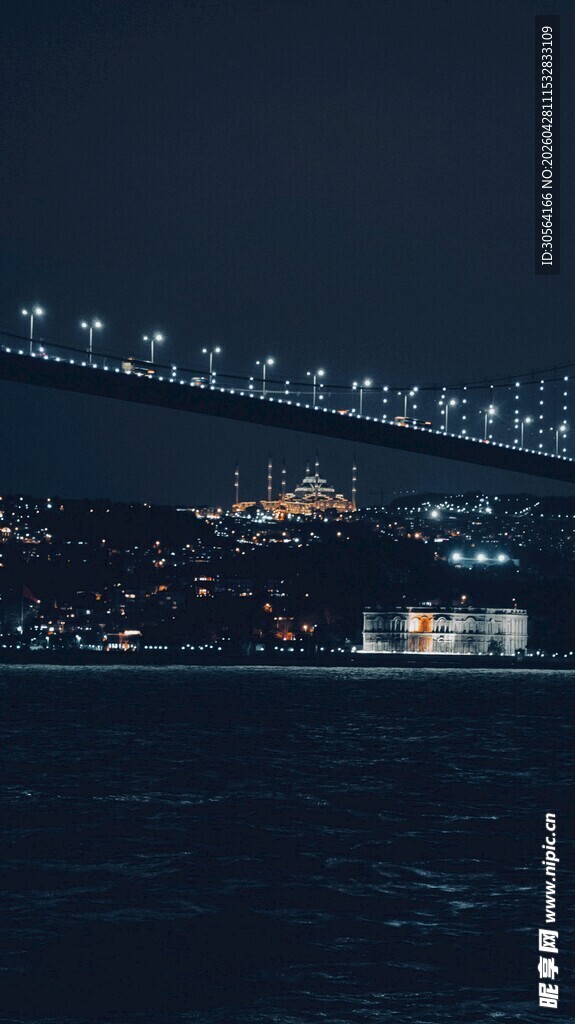 夜晚跨海大桥璀璨夜景