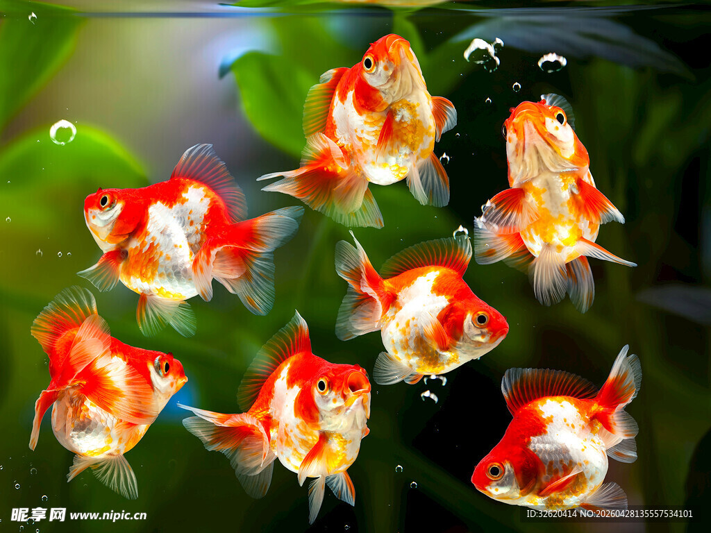 灵动金鱼水中游