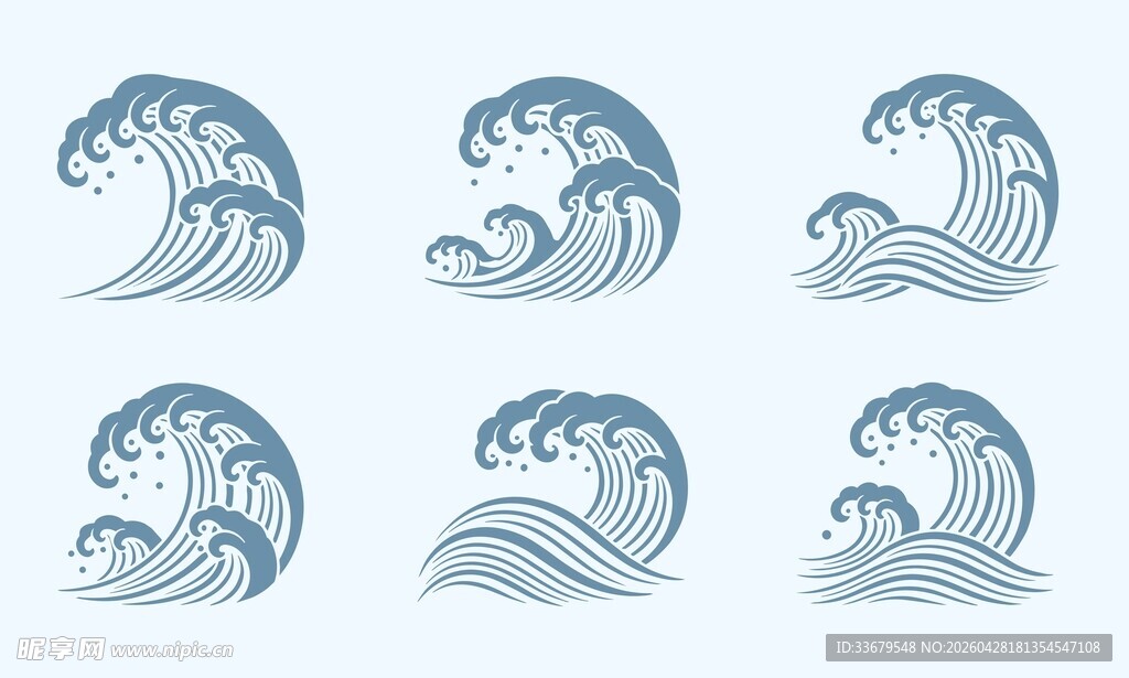 日式海浪素材