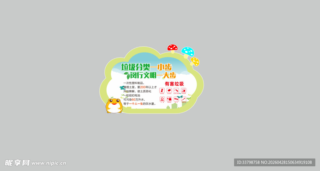 垃圾分类异形花草标识牌图片