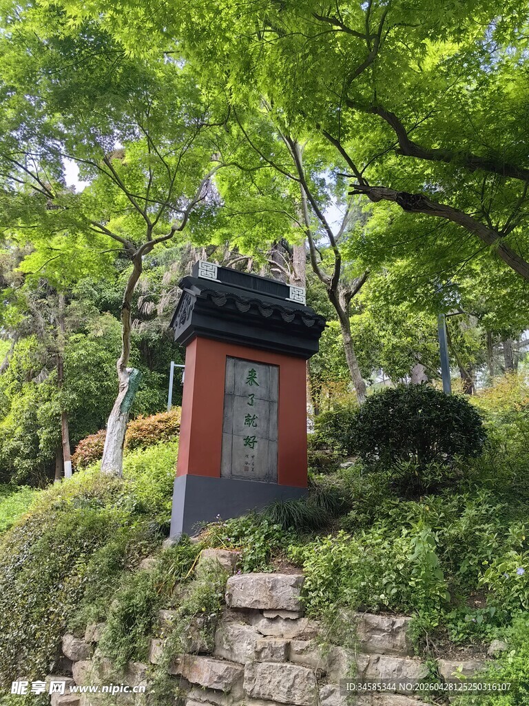 山林中的古朴中式小亭