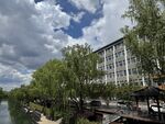 河畔建筑旁的葱郁景致