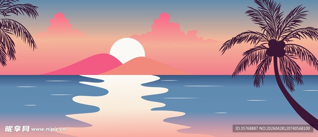 海滩日落背景