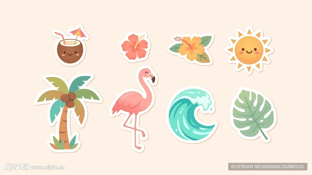 夏日贴纸素材