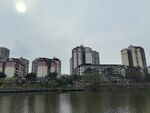 河畔高楼林立的城市风景