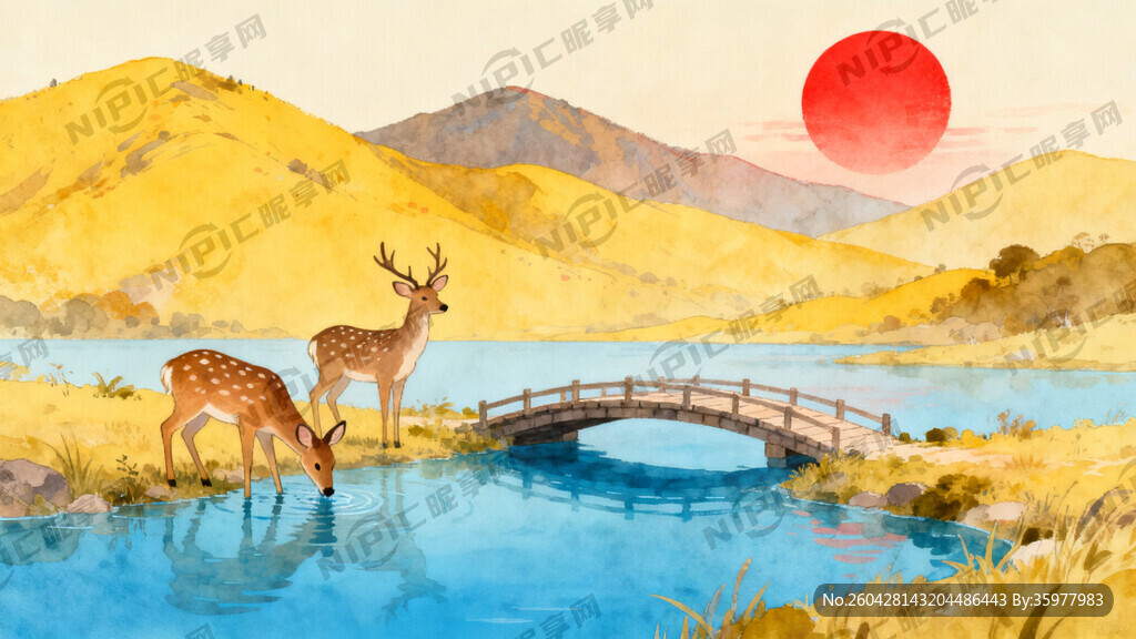 黄色的山 红色的太阳 蓝色的水