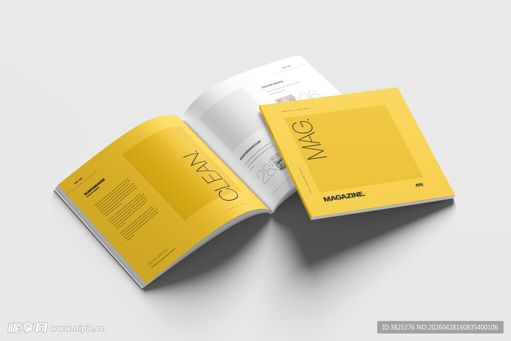 翻开的宣传图册设计展示样机