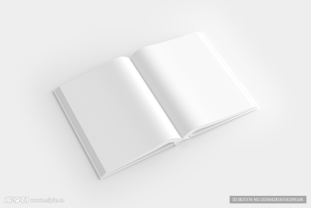 空白翻开的精装图册展示样机模型