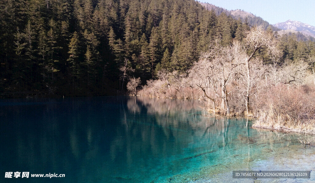 蓝湖静美山林环绕之景