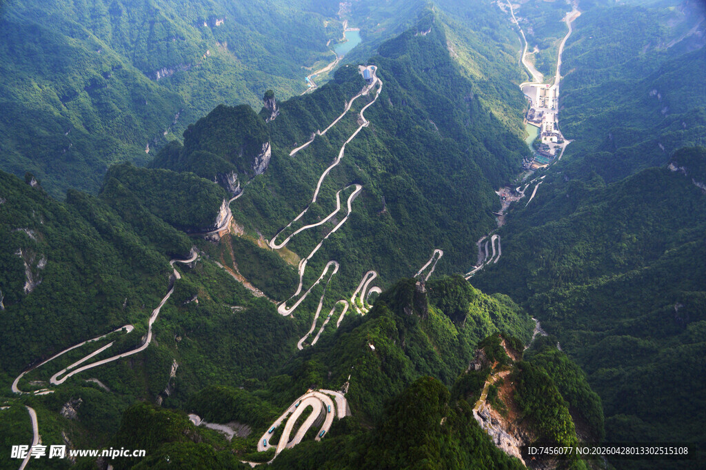 航拍山间蜿蜒盘旋公路