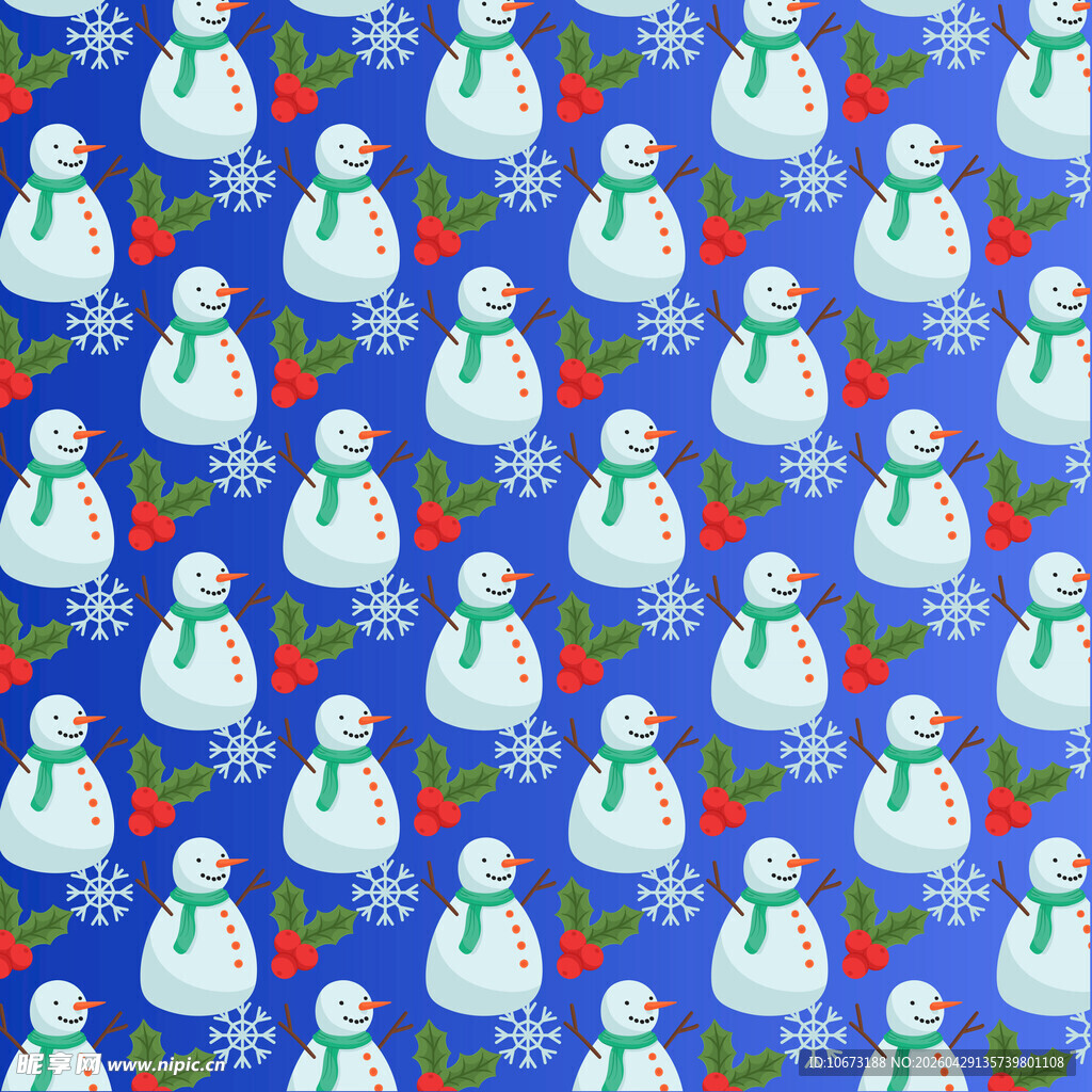 蓝色背景上的雪人图案