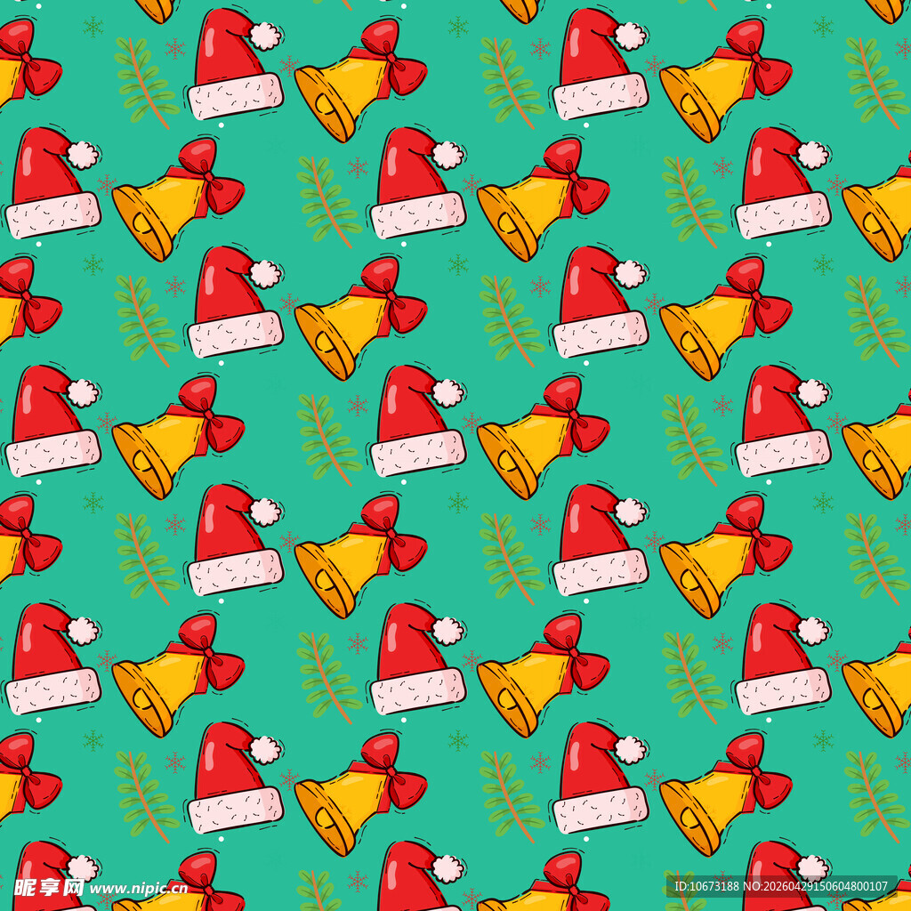 圣诞铃铛帽子图案背景
