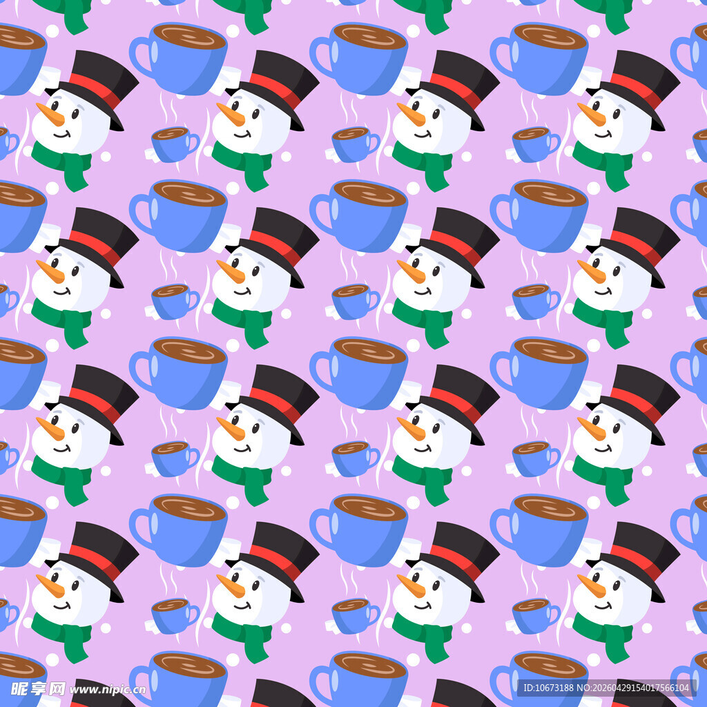 雪人茶杯图案背景纹理