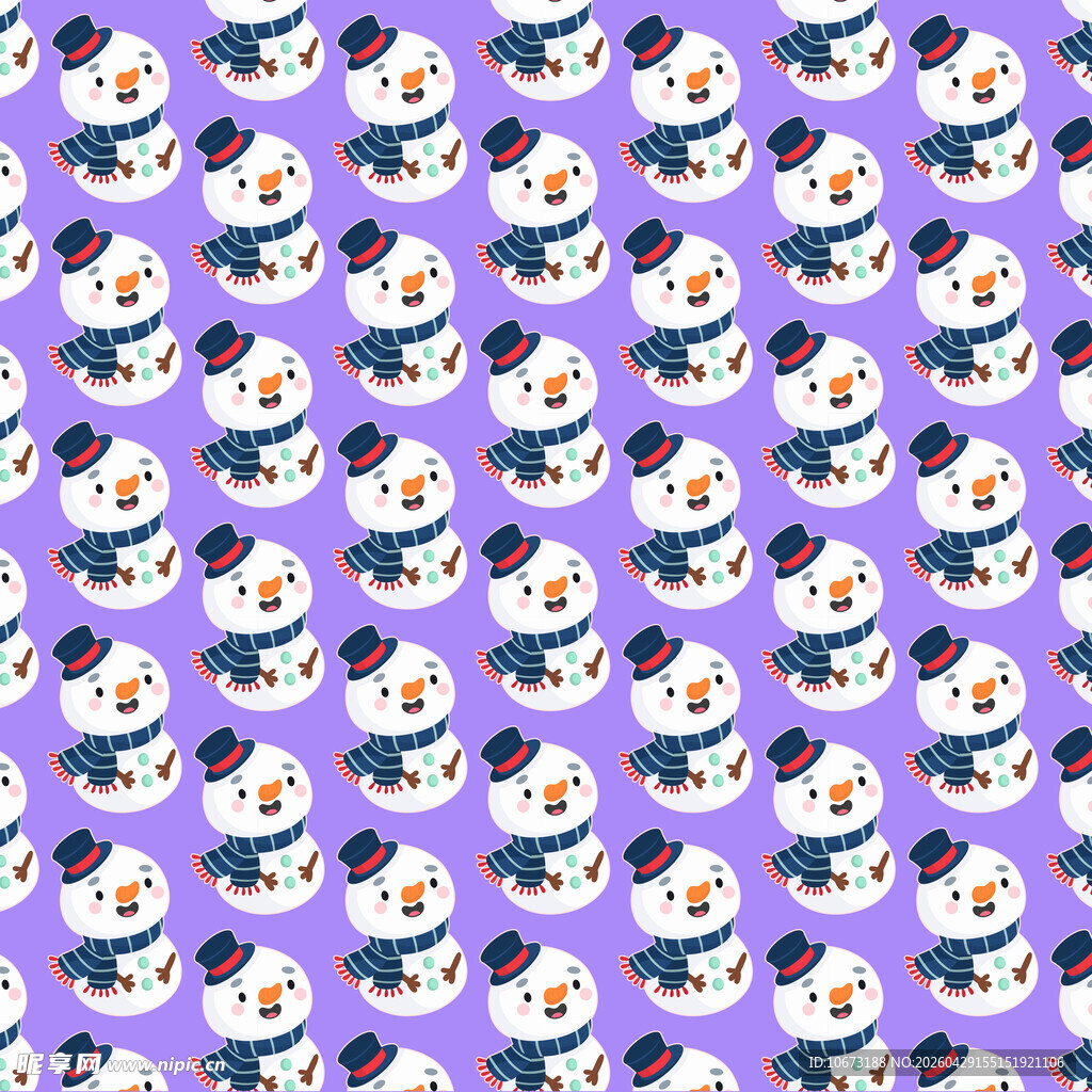紫色背景上的雪人角色图案