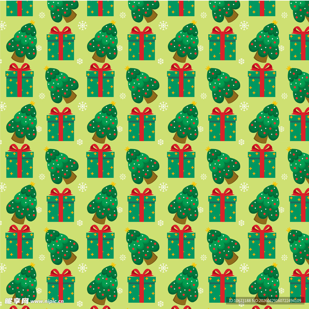圣诞礼物与圣诞树图案背景