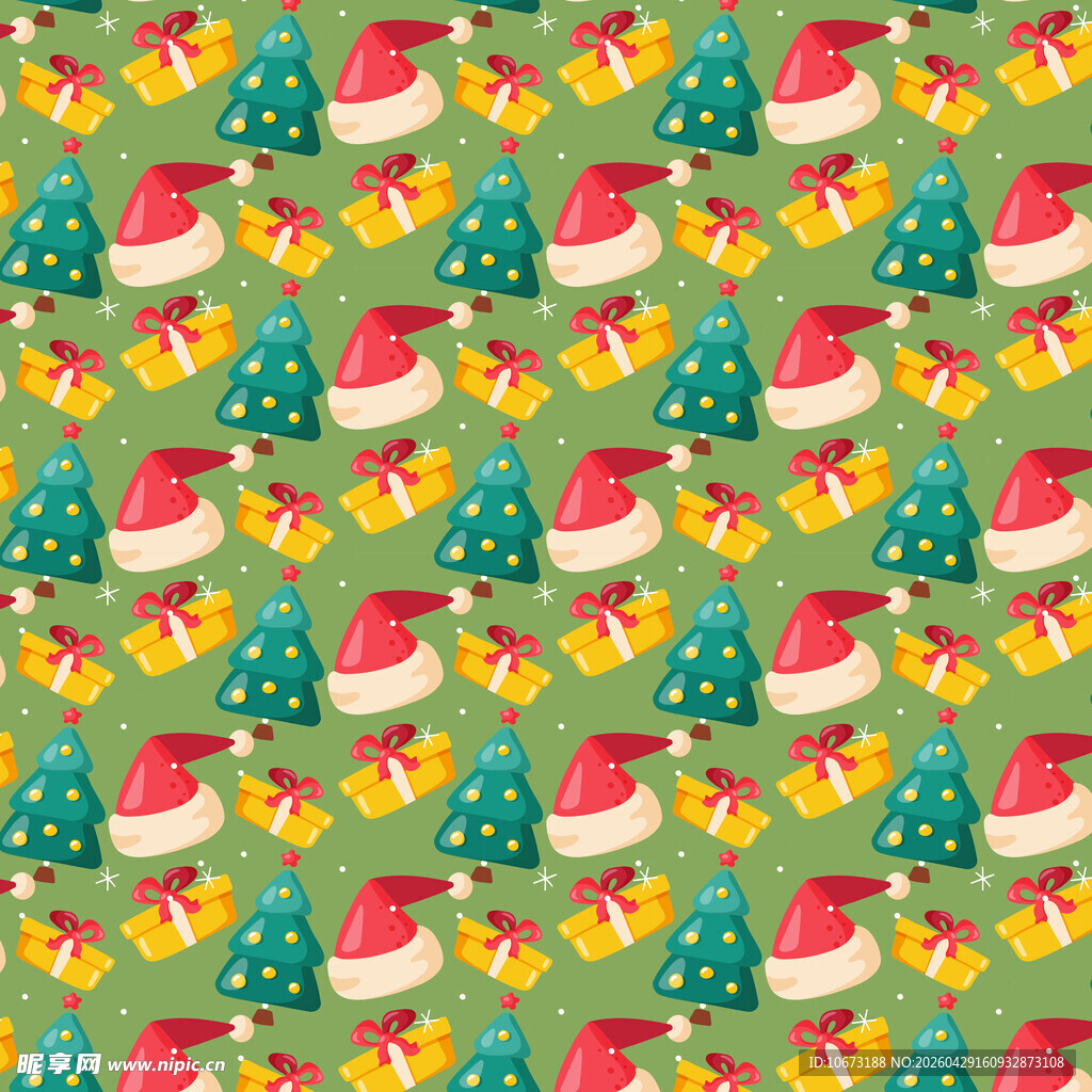 圣诞元素无缝图案背景