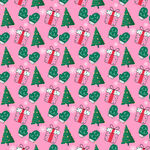粉色圣诞元素无缝图案
