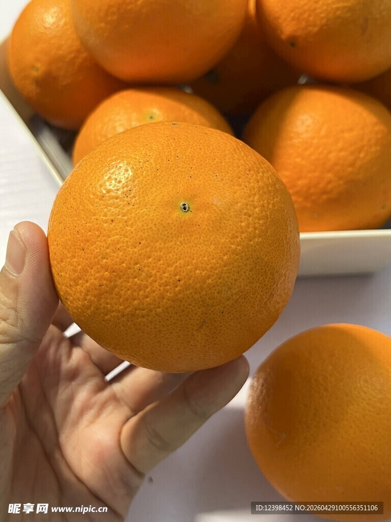 手捧新鲜橙子特写