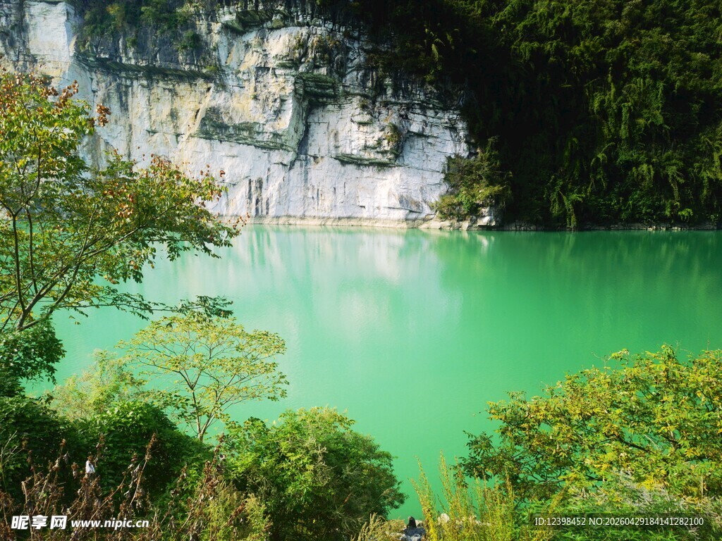 翠绿山水间的自然美景