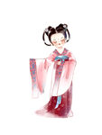 Q版水彩古风汉服少女翩翩起舞