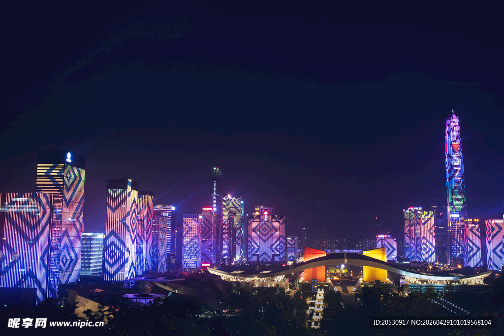 深圳夜景灯光节莲花山顶夜景图