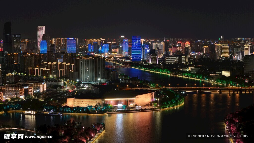 宁波姚江大闸宁波大剧院夜景