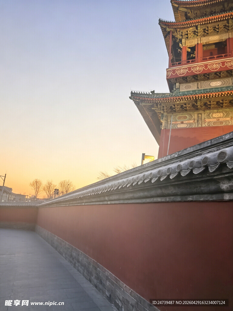 中国古建筑老北京鼓楼