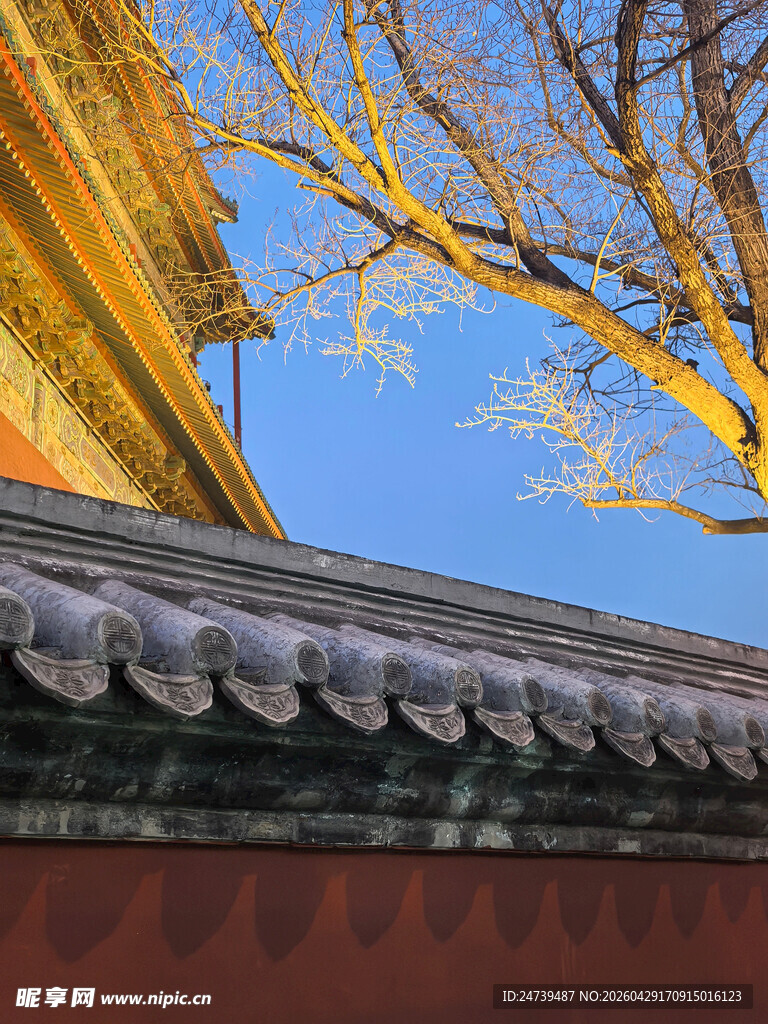 中式古建老北京的鼓楼