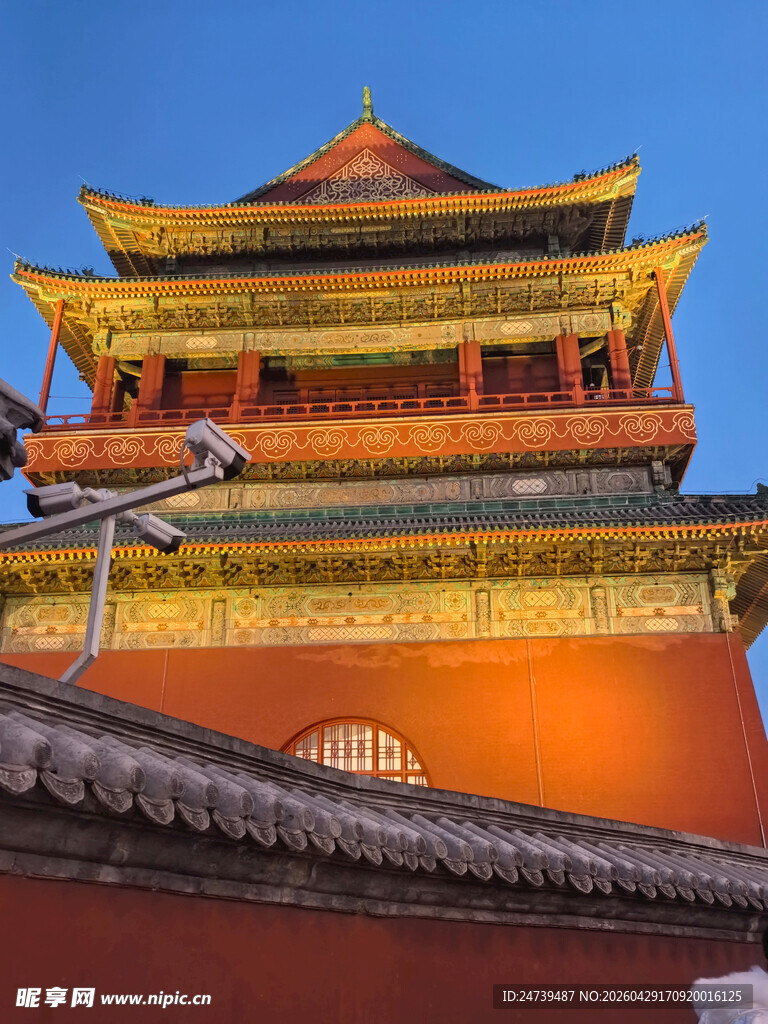 中式古建老北京的鼓楼