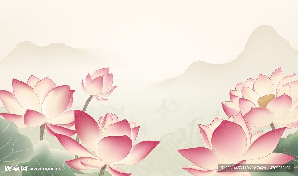 荷花山水背景