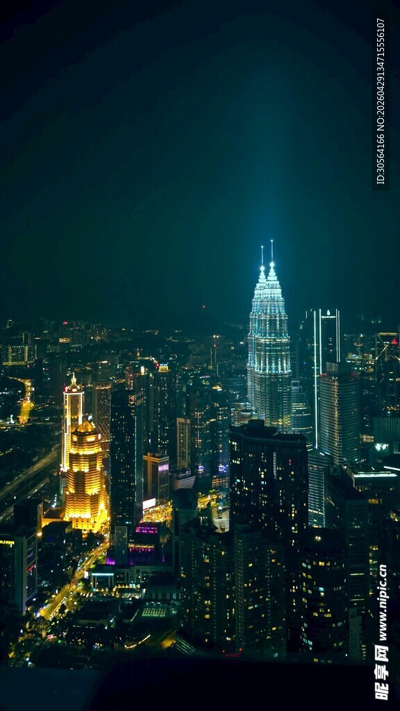 城市璀璨夜景俯瞰图