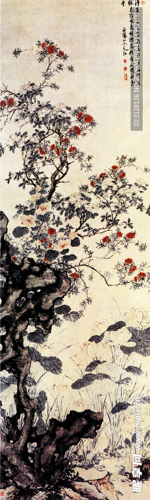 莲荷花卉图