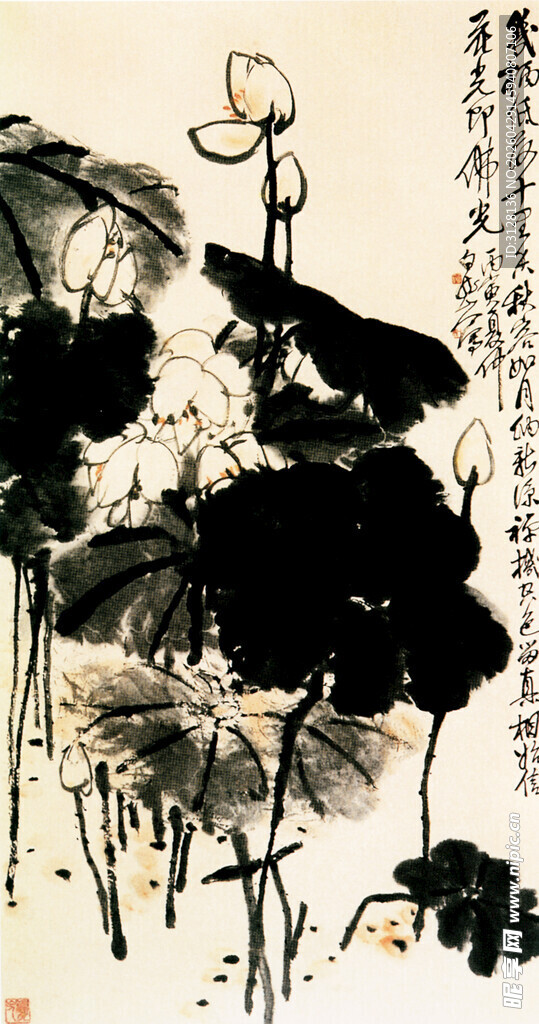 水墨荷花图