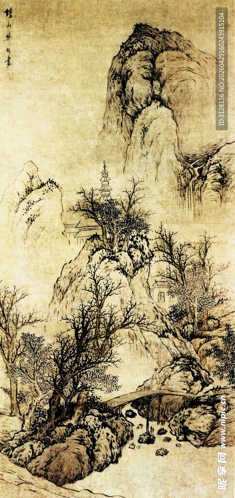 秋山萧寺图