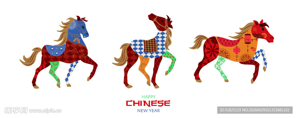 多彩抽象马艺术图案
